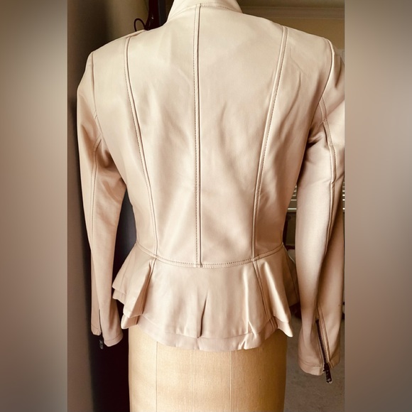 NEW/GILI Faux Leather Blush Zip Jacket W/ Peplem- Sz 2 - Picture 2 of 9